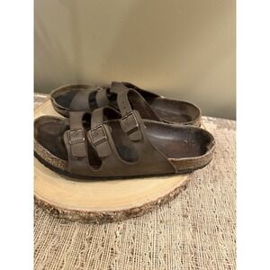 Birkenstock Florida Sandals Women's Sz- 10 Brown 3 Buckle Leather Slip Shoes‎